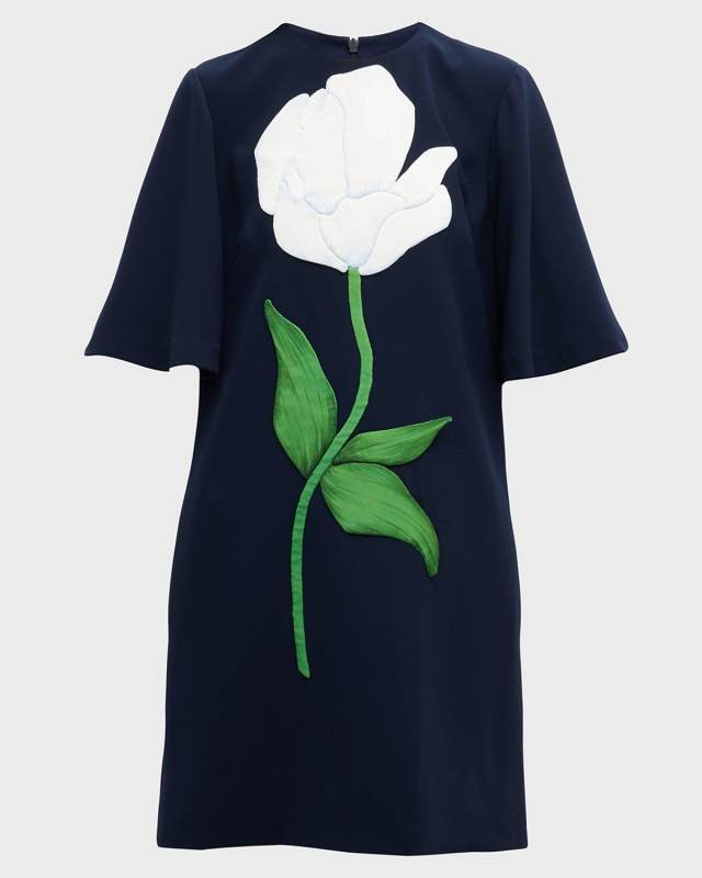 Tunic Dress with Oversize Floral Detail